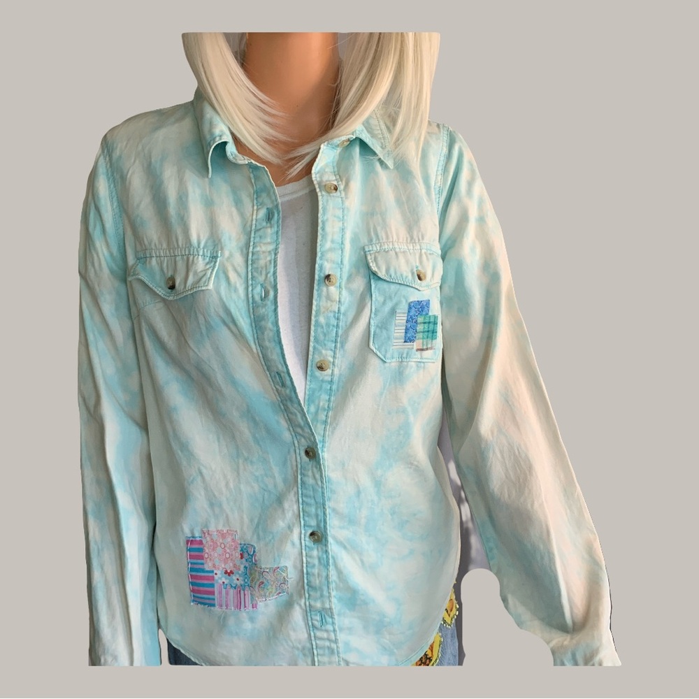 Blue and White Button Down Shirt with Classic Design